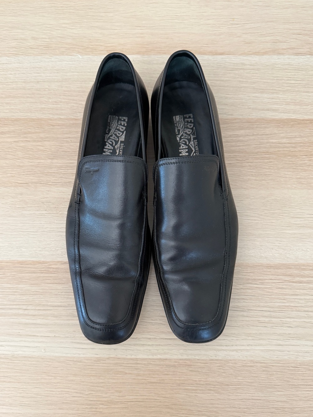 Salvatore Ferragamo Black Leather Slip-On Loafers Men’s size 10.5